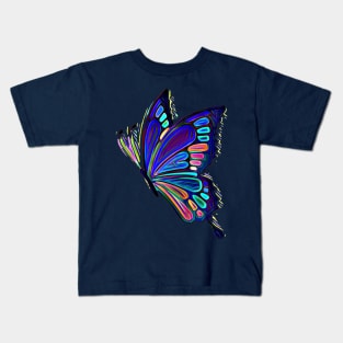 Artistic Butterfly Blue Kids T-Shirt